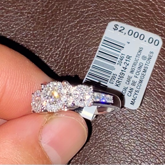 3 stone 3/4 carat diamond 14k white gold ring from Macy’s - Picture 2 of 4
